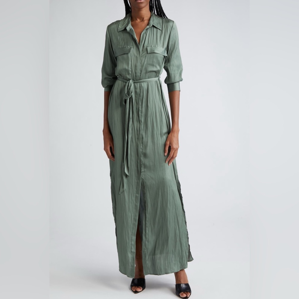 L'AGENCE - NWT - Cameron Belted Satin Shirtdress